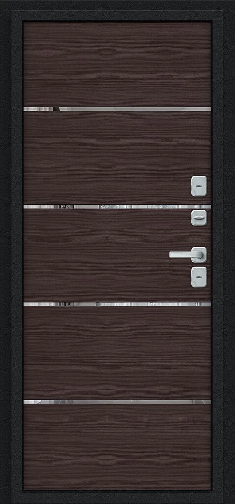 Входная дверь Thermo Лайн/BChrome Букле черное/Wenge Melinga BR6212