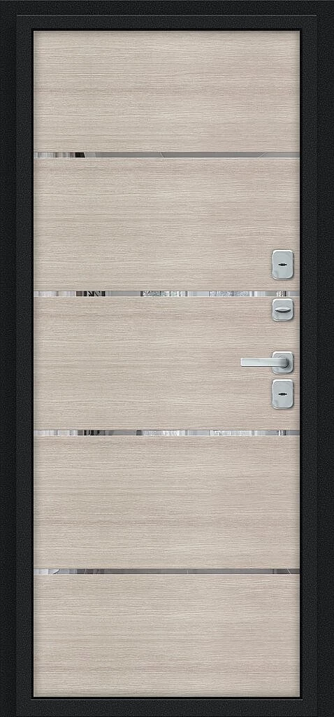 Фото Входная дверь Thermo Лайн/BChrome Букле черное/Cappuccino Melinga BR6211 внутренняя сторона