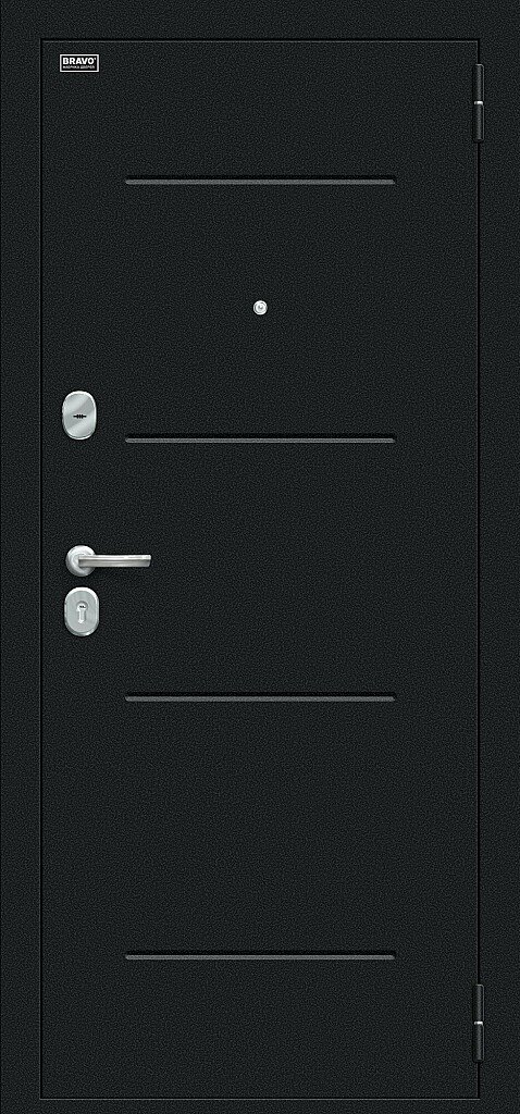 Фото Входная дверь Лайн Букле черное/Snow Art BR4633 внешняя сторона